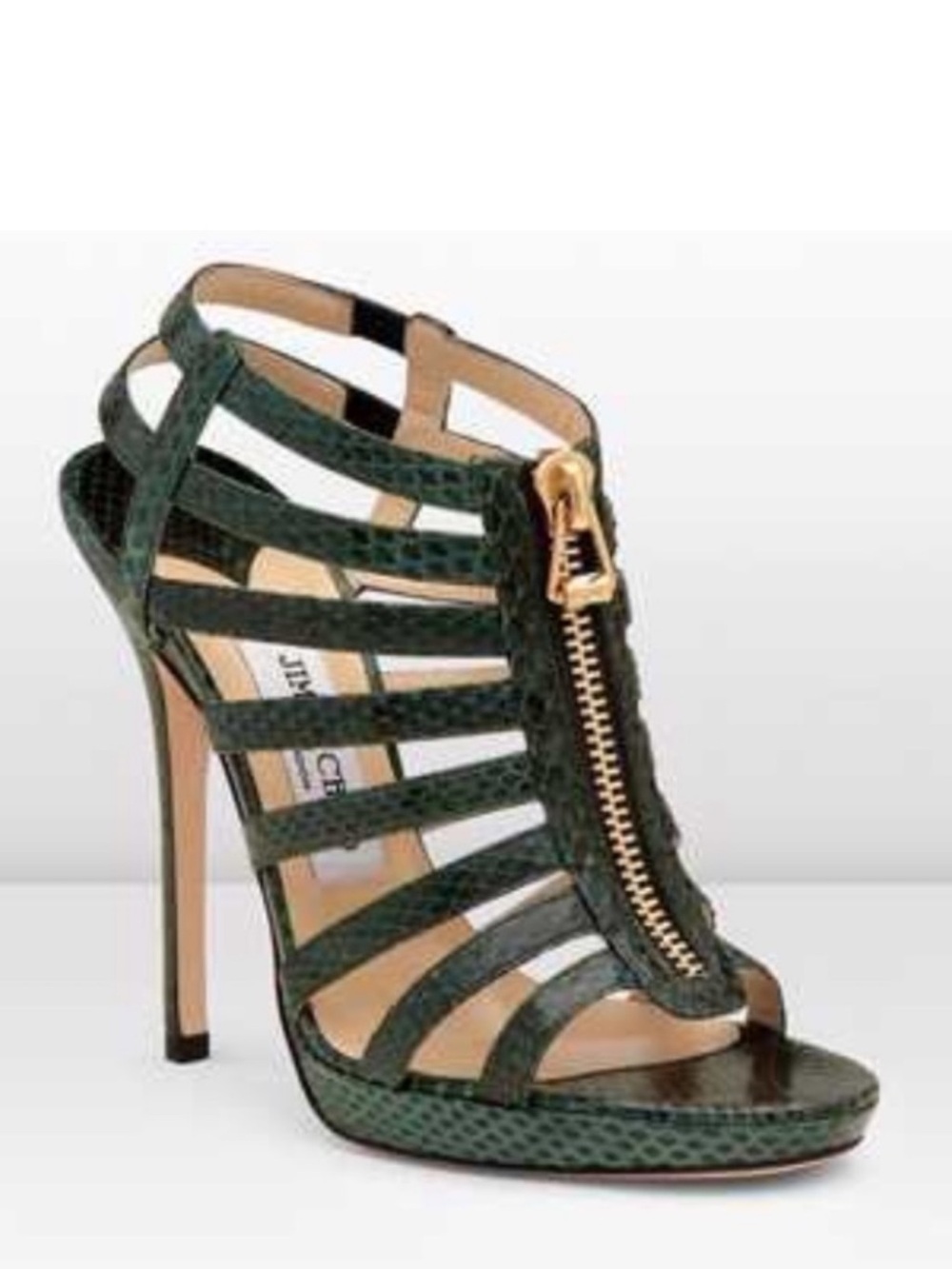 Jimmy Choo Elaphe snake green Glenys 
Strappy stiletto High-Heel Sandals new 39